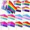 110 Pack Small Pride Flag Rainbow Mini Flags with Sticks Set, Nonbinary Gender Bisexual Pansexual Transgender Gay Rainbow Hand Flags for Nonbinary LGBTQ Pride Month Party Parade Decorations